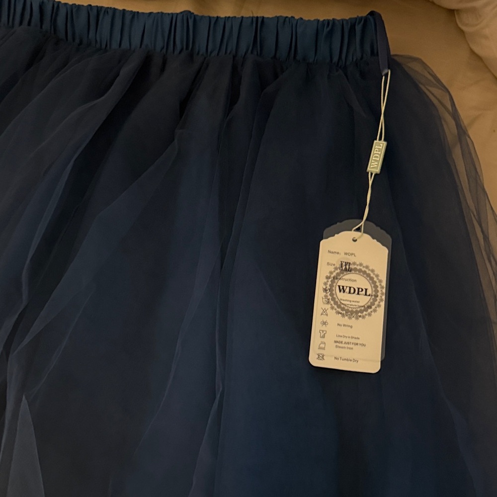 Elegant Blue Tulle A-Line Skirt - Picture 2 of 2